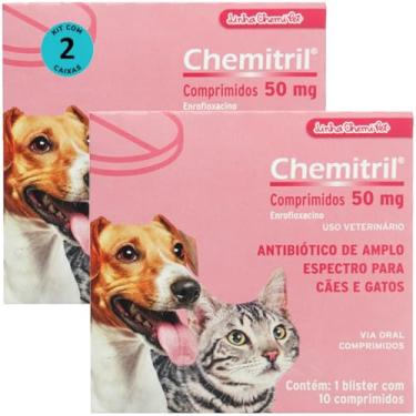 Imagem de Chemitril 50mg Com 10 Comprimidos Para Cães e Gatos Chemitec Kit Com 2