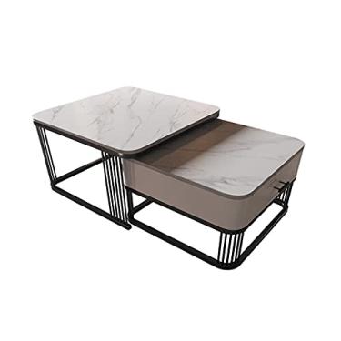 Imagem de Mesa de centro de design simples, mesa de café, mesa de chá, multifuncional, mesa de coquetel, mesa lateral industrial de mármore, usada para decorar quarto, sala de estar, escritório, mesa lateral