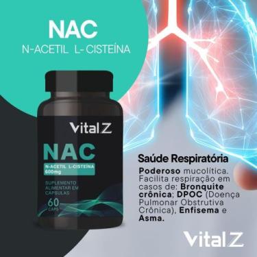 Imagem de NAC 600mg 60 Cápsulas derivado do aminoácido Lcisteína. - Vital Z
