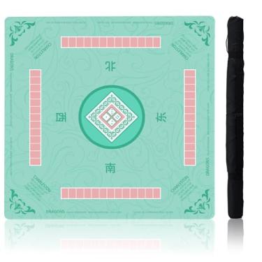 Imagem de Idocolors Mahjong Mat with Rules, Non-Slip Noise Reduction Gaming Mat 31.5" x 31.5" for Mahjong/Poker/Board Games/Card Games/Dominoes, Table Mat Mahjong Accessories Gifts with Travel Bag (Cyan)
