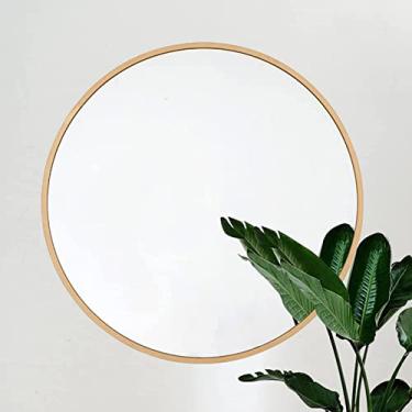Imagem de Espelho de banheiro montado na parede, espelho de banheiro dourado, espelho de maquiagem redondo, espelho de parede de sala de estar, moldura de liga de alumínio, espelho decorativo moderno, espelho