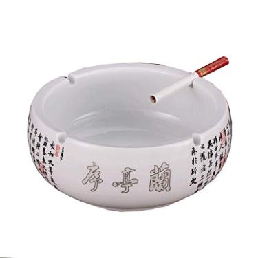 Imagem de Cinzeiros para Cigarros Azul e Branco Cerâmica Europeia Retro Sala de Estar Cinzeiro Boutique Grande Prático Cinzeiro de Cerâmica Elegante Personalidade Criativa Escritório Cinzeiro Redondo Decoração