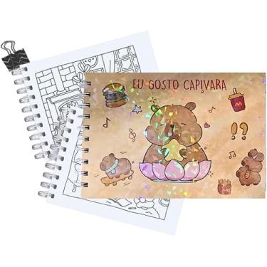 Imagem de Caderno de Desenho Capivara A5 48 Folhas 180g Capa Dura Holográfica com Espiral – Papel Grosso para Colorir e Ilustrar (Creme)