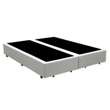 Imagem de Base Cama Box Casal Bipartido Branco Sintetico 40x138x188 - Santo Box 