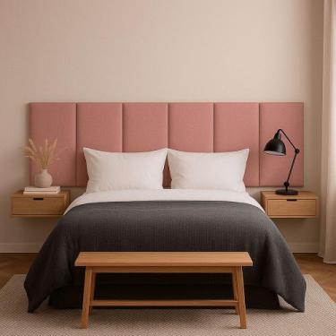 Imagem de Cabeceira Casal 7 Módulos Estofados Placa Cama Box Adesiva 140cm - PC 