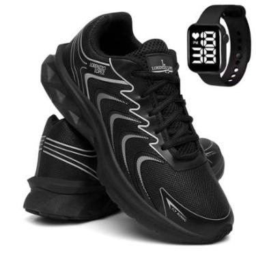 Imagem de Kit Tênis Masculino Esporte Para Corrida e Caminhada Treino e Relógio-Masculino