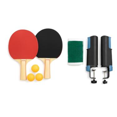 Imagem de Kit Ping Pong com 2 Raquetes, 3 Bolinhas, Rede e Suporte – Madeira de Qualidade, Borracha Antiderrapante, Cabo Anatômico, Ideal para Iniciantes e Jogos Recreativos