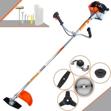 Imagem de Roçadeira À Gasolina Vulcan VR430S Motor 2 Tempos 43cc 1,7HP 10.000rpm Alta Performance Aparador de Grama Com Carretel Nylon e Kit 4 Lâminas de Corte