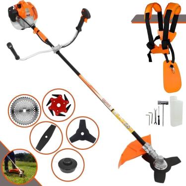 Imagem de Roçadeira Vulcan VR520H À Gasolina 52cc 2,5HP de Potência 10000rpm Com Carretel Nylon + Faca 2 Pontas + Faca 3 Pontas + Faca 6 Pontas + Faca 40 Dentes