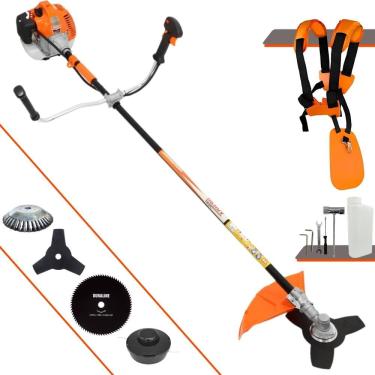 Imagem de Roçadeira Podador de Grama Vulcan VR520-H À Gasolina 2T 52cc 2,5HP Completa Com Carretel de Nylon + Faca 3 Pontas + Faca 80 Dentes + Escova de Aço