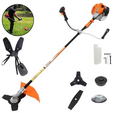 Imagem de Roçadeira Profissional Vulcan VR520H Motor 2 Tempos 52cc 10000rpm 2,5HP de Potência Com Carretel Nylon e Faca 3 Pontas + Faca 2 Pontas + Escova de Aço