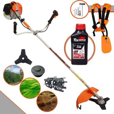 Imagem de Cortador de Grama Vulcan VR620-H À Gasolina 62cc 3HP de Potência 12.500rpm Com Lâmina 3 Pontas + Carretel + Enxada Capinadeira + ÓLEO TOYAMA 2 Tempos