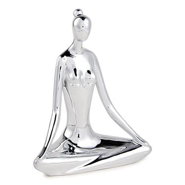 Imagem de Escultura Decorativa de Yoga em Porcelana 19x15,5x7,5 Prata - Gran Belo