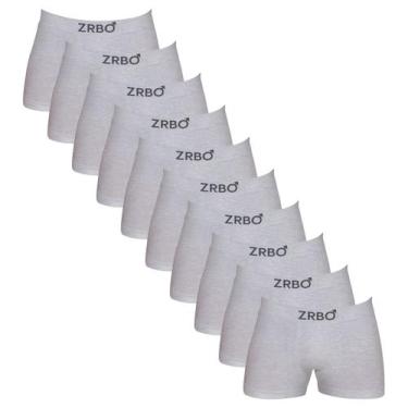 Imagem de Kit 10 Cuecas Boxer Zrbo Algodão Sem Costura Masculina Sortido, Cinza,