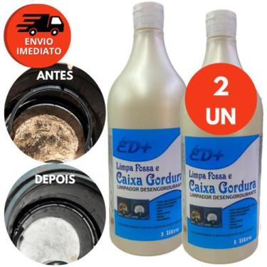 Imagem de Kit Limpa Fossa Caixa Gordura Ralo Desengordurante 1L Desentope E Luva