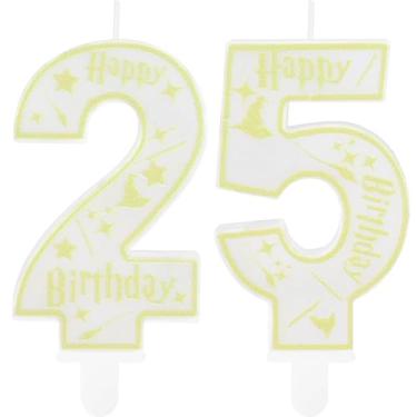 Imagem de Hongplus Velas de aniversário para festa de feiticeiro mágico, número 25, enfeite de bolo, tema escolar, feliz aniversário de 25 anos, decorações de bolo para meninos, meninas, crianças, lembrancinhas