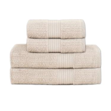 Imagem de Jogo De Banho Gigante Buddemeyer - Toalha Banhão Fio Penteado Canelado - 100% Algodão - Kit 4 Peças (Bege 3032)