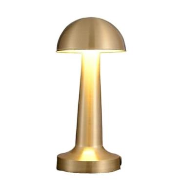 Imagem de Luminaria Abajur De Mesa Cogumelo Candeeiro Dourado 3 Tons De Luz Bateria Recarregavel USB Abajur Sem Fio Ideal Quarto Familia Lampada Quarto(Dourado)