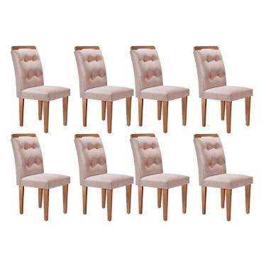Imagem de Kit 8 Cadeiras Sala Jantar Imperatriz 8 Un Capuccino Linho Bege Turim Rufato