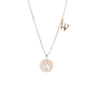 Imagem de 1 colar feminino banhado a prata com letras A-Z, redondo, vazado, colar para mulheres, joia fina, presente para mamãe, 41+6cm, Cobre, Sem Pedra Preciosa