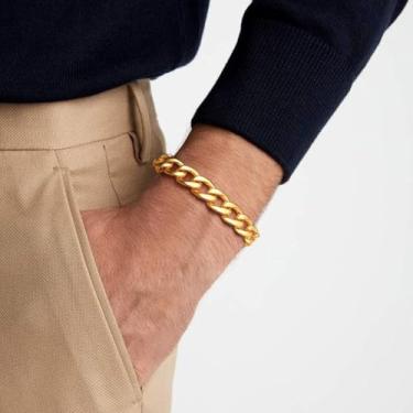 Imagem de Pulseira de aço inoxidável masculina elegante corrente fígaro de 12 mm preta/ouro/prata joia moderna, One Size, Aço inoxidável, Sem Pedra Preciosa