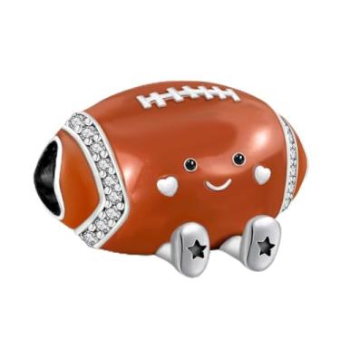 Imagem de 1 berloque moderno de prata esterlina com pingente de rugby adequado para joias femininas DIY