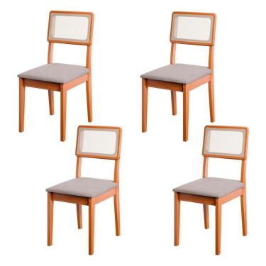 Imagem de Conjunto De 4 Cadeiras De Jantar Santiago Em Tecido Boucle Cinamomo/nevoa Boucle Cinamomo/nevoa Boucle