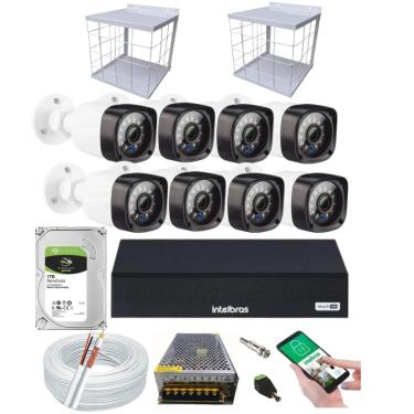 Imagem de Kit 8 Câmeras Multi Hd Dvr Intelbras 8 Canais Com Hd 1tb+Grade de proteção
