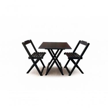 Imagem de Conjunto Mesa Dobrável 70x70 Tampo Mdf E 02 Cadeiras Dobrável Retrátil Preto