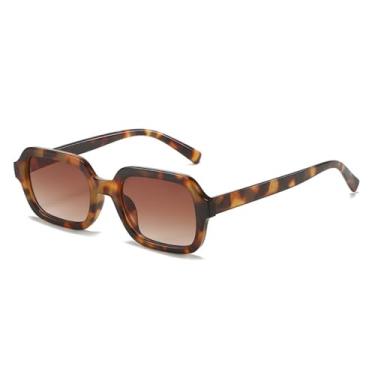 Imagem de Óculos de Sol Leopardo Feminino com Lentes Gradientes UV400 Masculino para Esportes ao Ar Livre, Corrida e Ciclismo. Estampa Leopardo em tons de chá com efeito degradê.