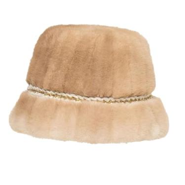 Imagem de Chapéu de pescador feminino casual quente chapéu grande inverno exterior boné bege tamanho único