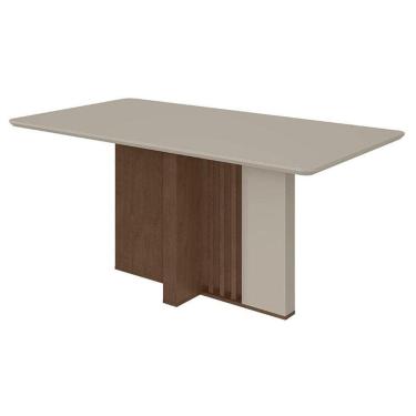 Imagem de Mesa de Jantar Astrid 170 cm Imbuia Clean Off White Tampo com Vidro - Lopas