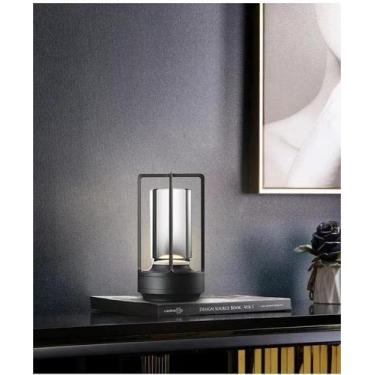 Imagem de Candeeiro de mesa HAPYGI Portátil Metal Recarregável LED Preto