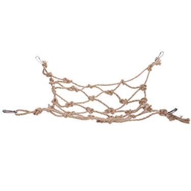 Imagem de Yctze Rede de Escalada de Papagaio de Corda de Cânhamo - de Corda de Brincar de Pássaro Suspensa Ajustável e Brinquedo de Mastigar para Animais de Estimação Pequenos, Ideal para Papagaios e