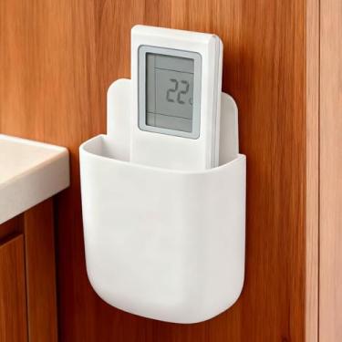 Imagem de Caixa de armazenamento montada na parede, suporte de carregamento de telefone, organizador de controle remoto, armazenamento de controle remoto para casa - branco