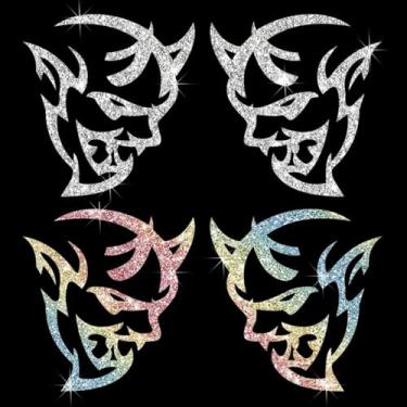 Imagem de Adesivo de PVC brilhante brilhante e interessante brilhante Demon Devil para carros, laptops, motocicletas, parede, janela, bagagem, capa de arranhão, porta, multisuperfície (branco + colorido)