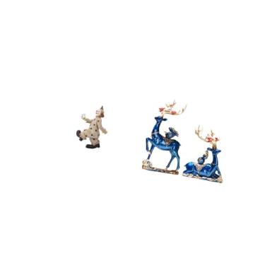 Imagem de Fenteer Coleção de Esculturas de Palhaço E Rena, Peça única para Decoração de Mesa, Centro de Mesa, Armário, Sala de Jantar, Lareira Ou Qualquer Outro Objeto