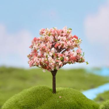 Imagem de 1 miniárvore artificial de paisagem, vários estilos, planta falsa de plástico, enfeite em miniatura, faça você mesmo, artesanato de jardim ao ar livre (tipo B, 4,8 x 4,8 x 6,1 cm)