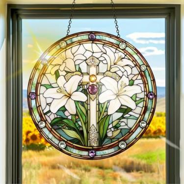 Imagem de Acrílico colorido, apanhadores de sol, decoração de janela suspensa com flores cruzadas, arte de parede de arco-íris, para quarto, varanda, interior e exterior, jardim, enfeites de Natal, decoração 19