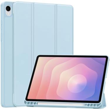 Imagem de YRH Capa para tablet Samsung Galaxy Tab S11 2025 de 28 cm, com suporte para caneta, hibernar/despertar automático, TPU macio, 11 polegadas (azul celeste)