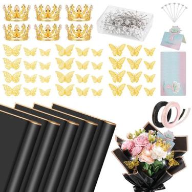 Imagem de Conjunto de papel de embrulho de buquê de flores Hossmily, 219 unidade