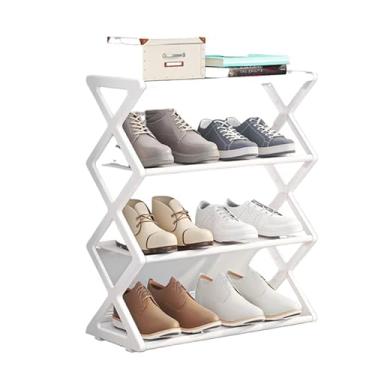 Imagem de Sapateira Prateleira Sanfonada 4 Andares Organizadora Plástico Multiuso Sapatos(Kit 2 Branca)