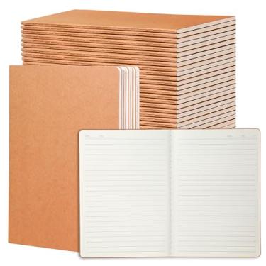 Imagem de miikoul 24 cadernos Kraft forrados, diários de viagem A5 a granel, 80 GMS, 14 x 21 cm, 60 páginas/30 folhas, cadernos pautados universitários para adultos, crianças, estudantes, escola, escritório,