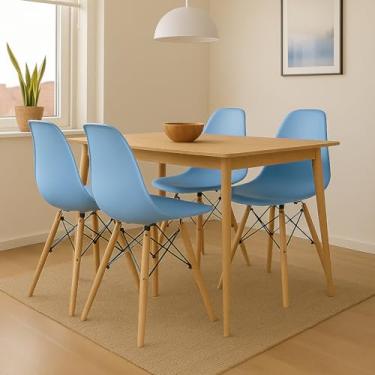 Imagem de Kit 4 Cadeiras Wood Design – Assento para Sala de Jantar Escritório e Área Comercial (4 AZUL BEBÊ)