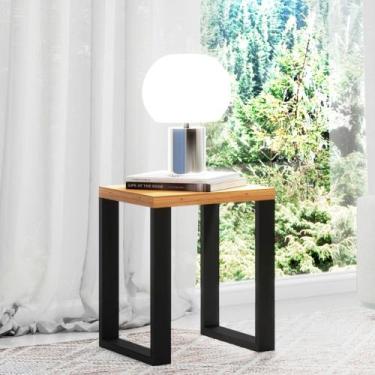 Imagem de Mesinha Lateral Estilo Industrial 44x44cm 100% MDF F33 Pradel Móveis, 