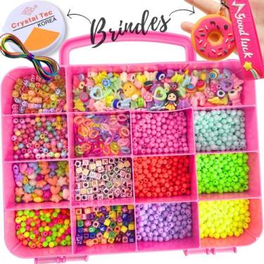 Imagem de Kit Miçangas Infantil com 2000 peças Para Montar Pulseiras Coloridas M