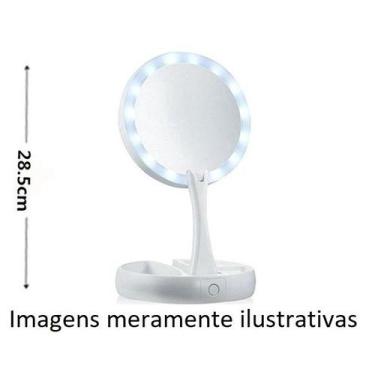 Imagem de Espelho De Aumento 10x Com Luz De Iluminação Led De Mesa Dobravel E Ar
