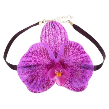 Imagem de PATIKIL Colar gargantilha de orquídea borboleta, colar de flor de borboleta para mulheres, corrente de corda longa ajustável, One Size, Algodão, Âmbar