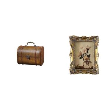 Imagem de MotiveTech Caixa Organizadora de Joias Vintage em Madeira, Estilo Do, com Porta-retratos Ornamentado em Resina, Ideal para Guardar Anéis, Bijuterias,