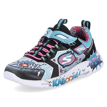 Imagem de Skechers Tênis feminino HeroSneaker, Preto/turquesa, 12.5 Little Kid